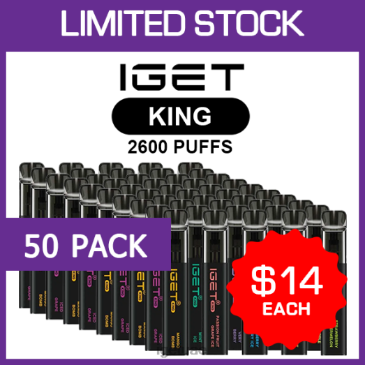 IGET bar abu dhabi- IGET LP0F8502 آيجيت فيب الإمارات كينج - 2600 سحبة - 50 علبة