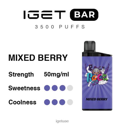 IGET vape abu dhabi- IGET LP0F8283 ايجيت فيب ابو ظبي بار 3500 سحبة التوت مختلطة