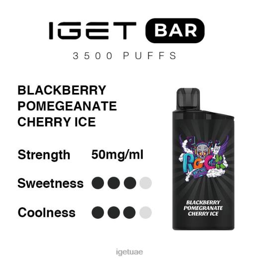 IGET dubai- IGET LP0F8285 ايجيت فيب دبي بار 3500 سحبة توت أسود، رمان، كرز، ثلج