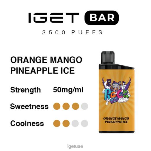 IGET vape- IGET LP0F8290 ايجيت فيب ابو ظبي بار 3500 سحبة برتقال، مانجو، أناناس، مثلج