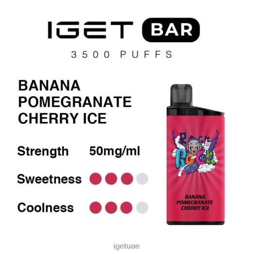 IGET dubai- IGET LP0F8295 ايجيت فيب بار 3500 سحبة موز، رمان، كرز، ثلج