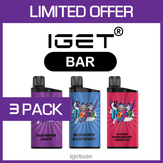 IGET vape dubai- IGET LP0F8464 ايجيت فيبس بار - 3500 سحبة - 3 عبوات