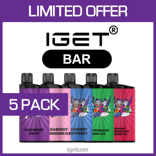 IGET bar dubai- IGET LP0F8468 آيجيت فيب أبو ظبي بار - 3500 نفث - 5 عبوات