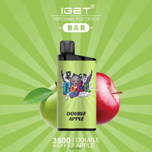 IGET bar abu dhabi- IGET LP0F8514 آيجيت - لوح نكهات الفيب - 3500 نفسة تفاحة مزدوجة