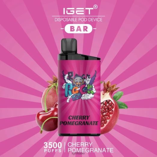 IGET vape uae- IGET LP0F8578 ايجيت فيب بار - 3500 نفث الرمان الكرز