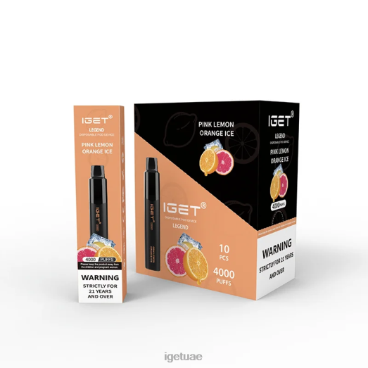IGET vape dubai- IGET LP0F8321 إيجيت فيبز ليجيند 4000 سحبة ثلج برتقالي ليمون وردي