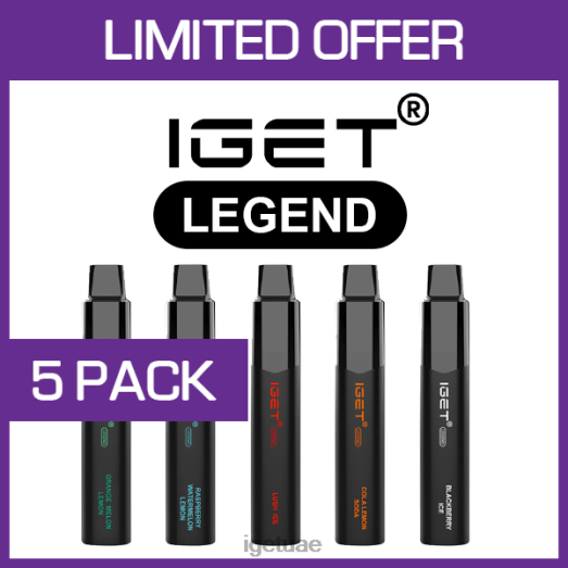 IGET vape- IGET LP0F8519 إيجيت فيب دبي ليجند - 4000 سحبة - 5 عبوات