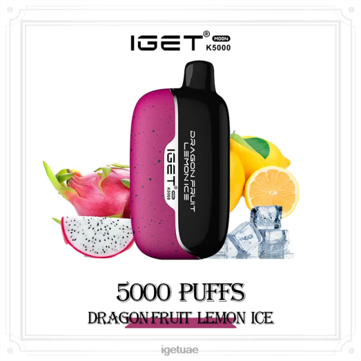 IGET vape- IGET LP0F8230 ايجيت فيب مون 5000 سحبة فاكهة التنين مثلجة بالليمون