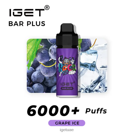 IGET vape uae- IGET LP0F8231 آيجيت فيب نكهات بار بالإضافة إلى 6000 نفخة جليد العنب