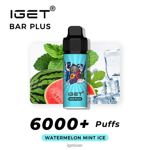 IGET vapes- IGET LP0F8248 آيجيت فيب أبو ظبي بار بلس 6000 نفث ثلج البطيخ والنعناع