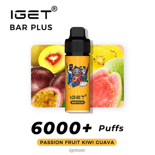 IGET vape uae- IGET LP0F8251 آيجيت فيبز بار بلس 6000 نفخة باشن فروت كيوي جوافة