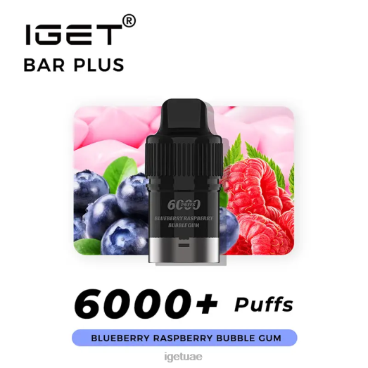 IGET bar uae- IGET LP0F8252 ايجيت فيب نكهات بار بلس 6000 مزة علكة التوت الأزرق