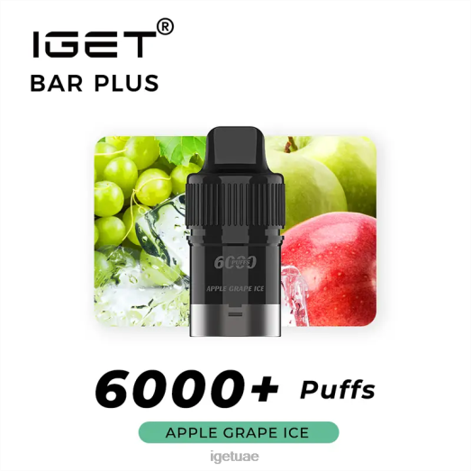 IGET vape abu dhabi- IGET LP0F8253 ايجيت فيب بار بلس 6000 سحبة جليد التفاح والعنب