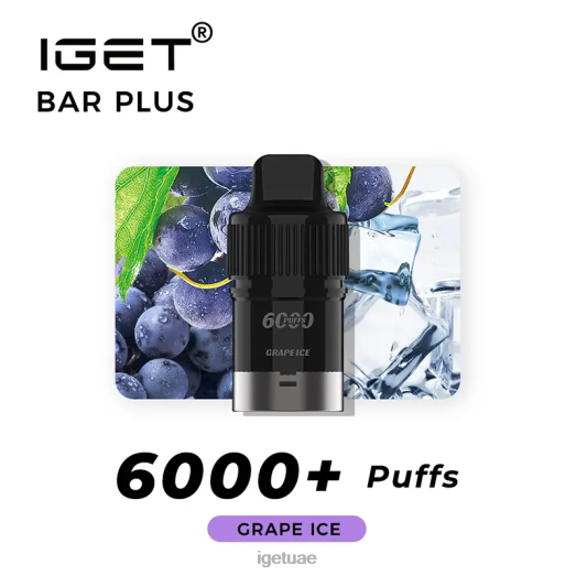 IGET vapes- IGET LP0F8258 ايجيت فيبس بار بلس 6000 سحبة جليد العنب