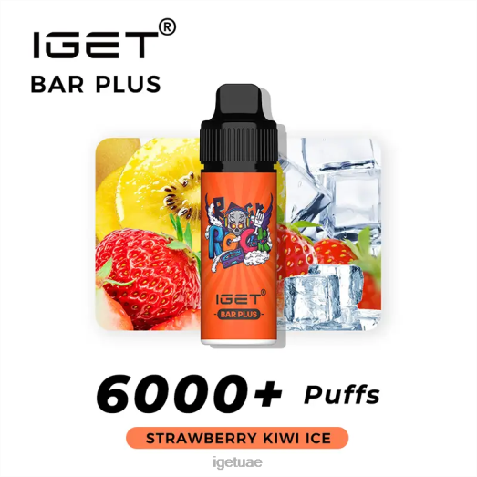 IGET vapes- IGET LP0F8368 آيجيت دبي بار خالي من النيكوتين بالإضافة إلى مجموعة الفيب جليد الفراولة والكيوي