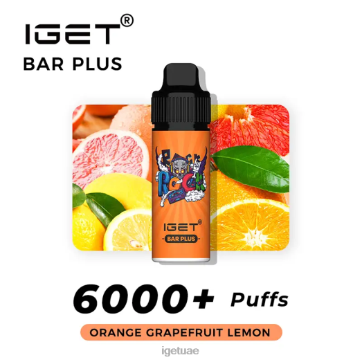 IGET bar uae- IGET LP0F8372 iget vape شريط خالي من النيكوتين بالإضافة إلى مجموعة vape برتقال جريب فروت ليمون