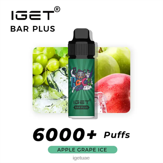 IGET dubai- IGET LP0F8591 آيجيت - لوح نكهات فيب بلس - 6000 نفث جليد التفاح والعنب